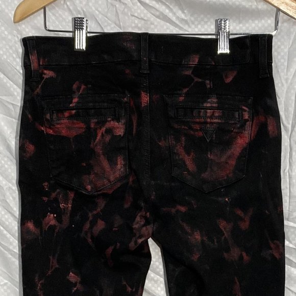 GUESS Los Angeles LA Painted Jeans, Black w Red Splatter Design. Size 28 / US 6 - Picture 3 of 7